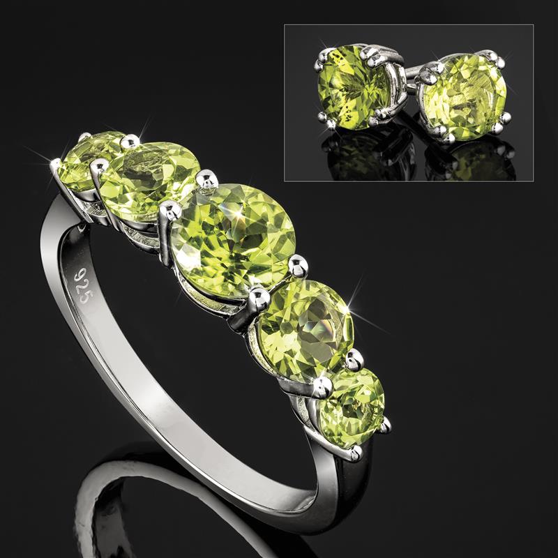 Pharaoh's Treasure Peridot Ring and Earrings